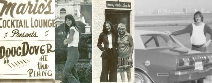 Collage of people and a vintage car.