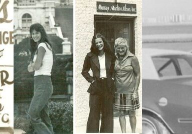 Collage of people and a vintage car.